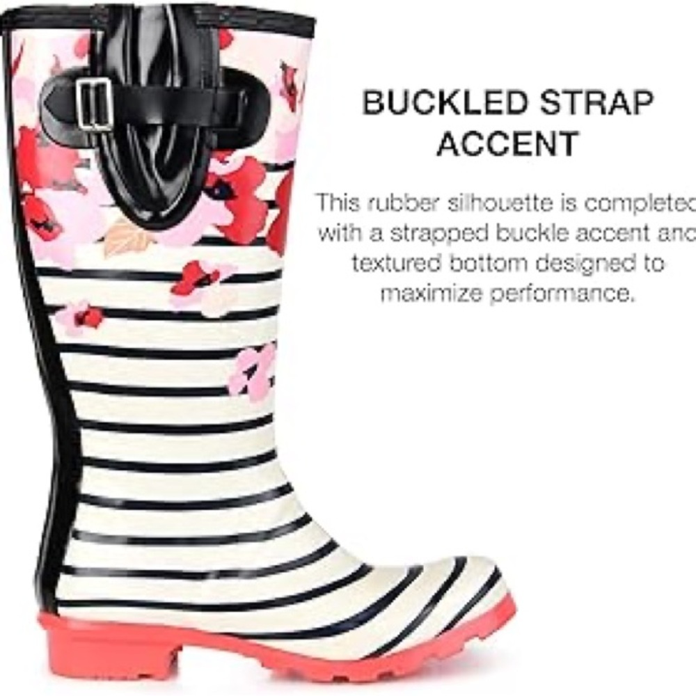 Black + White Striped & Floral Garden or Rain Boots - Fun, Bold & Weather-Ready! - Picture 5 of 12